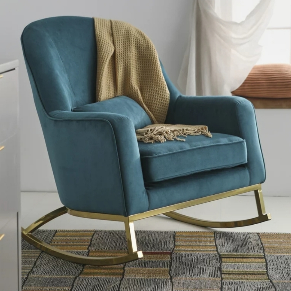 Modern Glam Velvet Nursery Rocking Chair